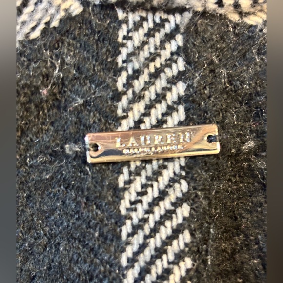 Ralph Lauren Plaid Black & White Women's Poncho Wrap Sweater Shawl - Picture 5 of 5